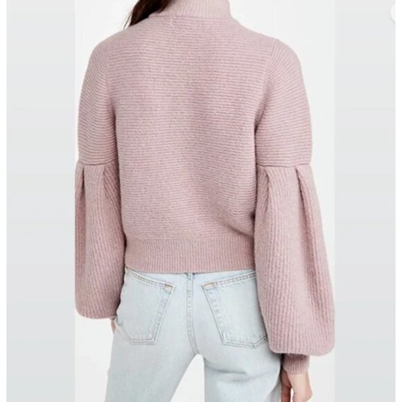 Blank NYC Prelude to a Kiss Pink Metallic Balloon Sleeve Sweater Size Large - Picture 3 of 8